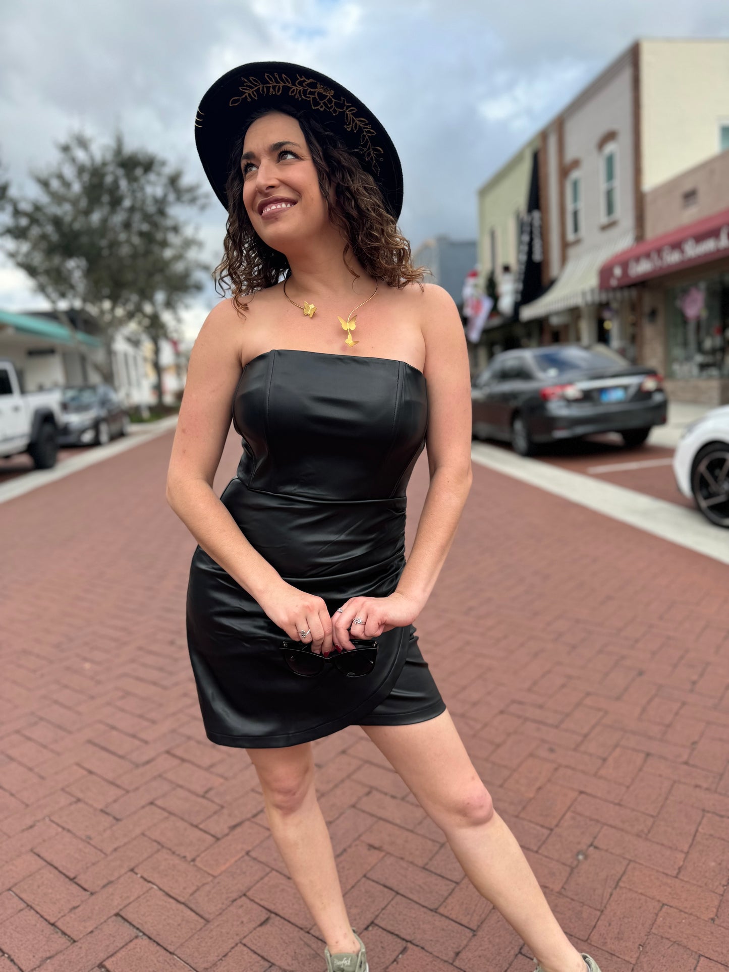 Let It Be Faux Leather Dress - Black