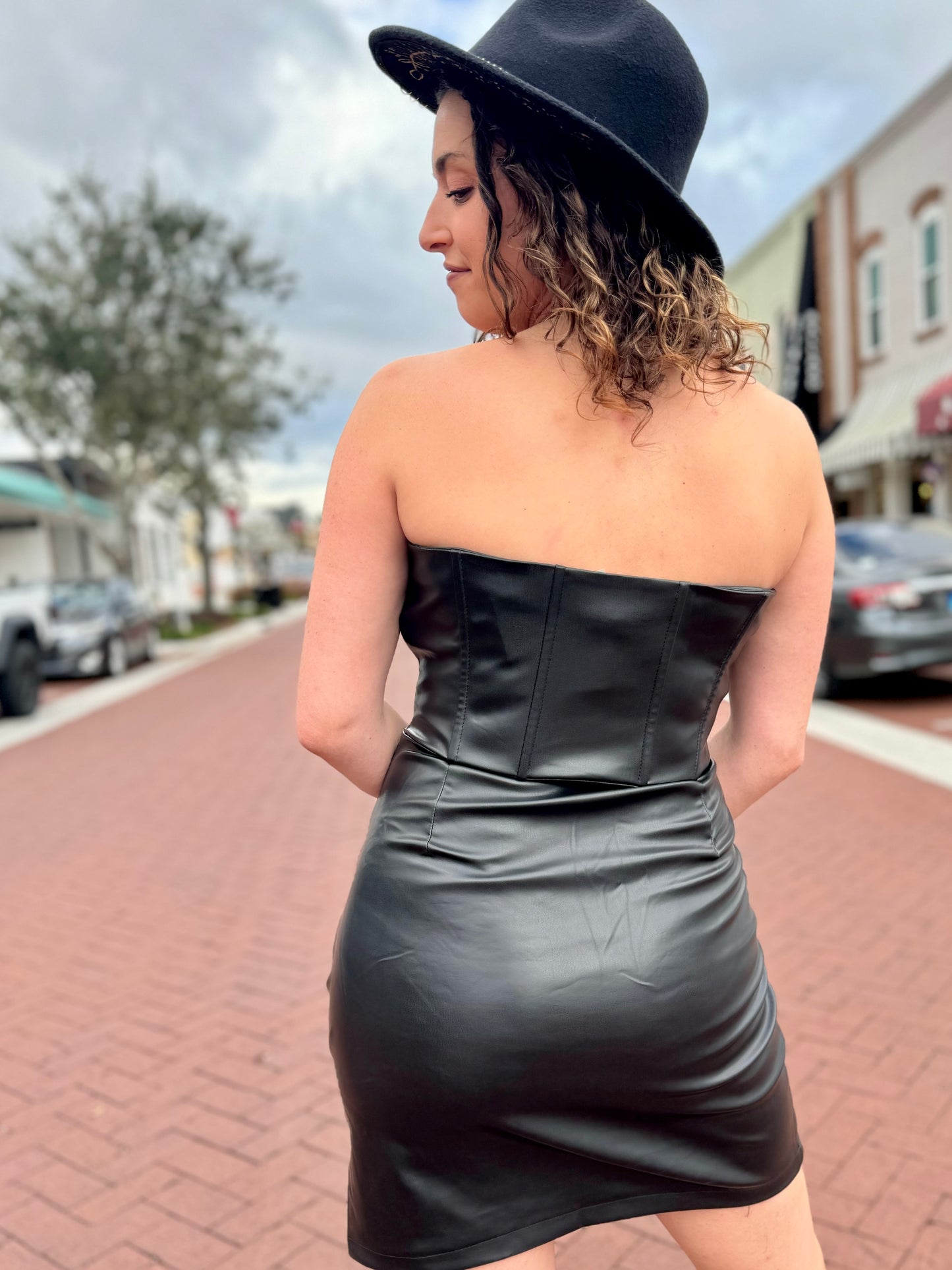 Let It Be Faux Leather Dress - Black