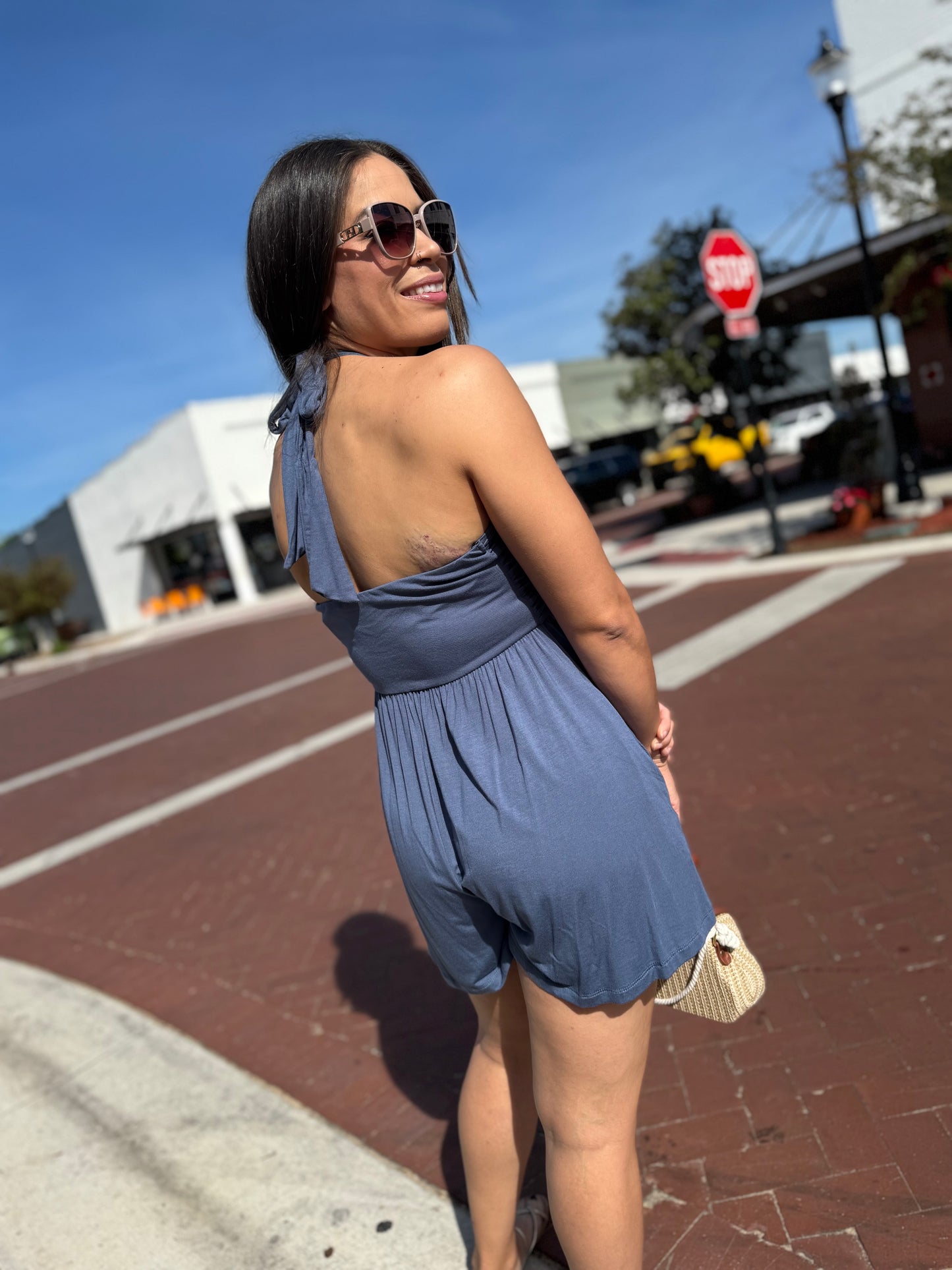 Has To Be Halter Romper - Blue