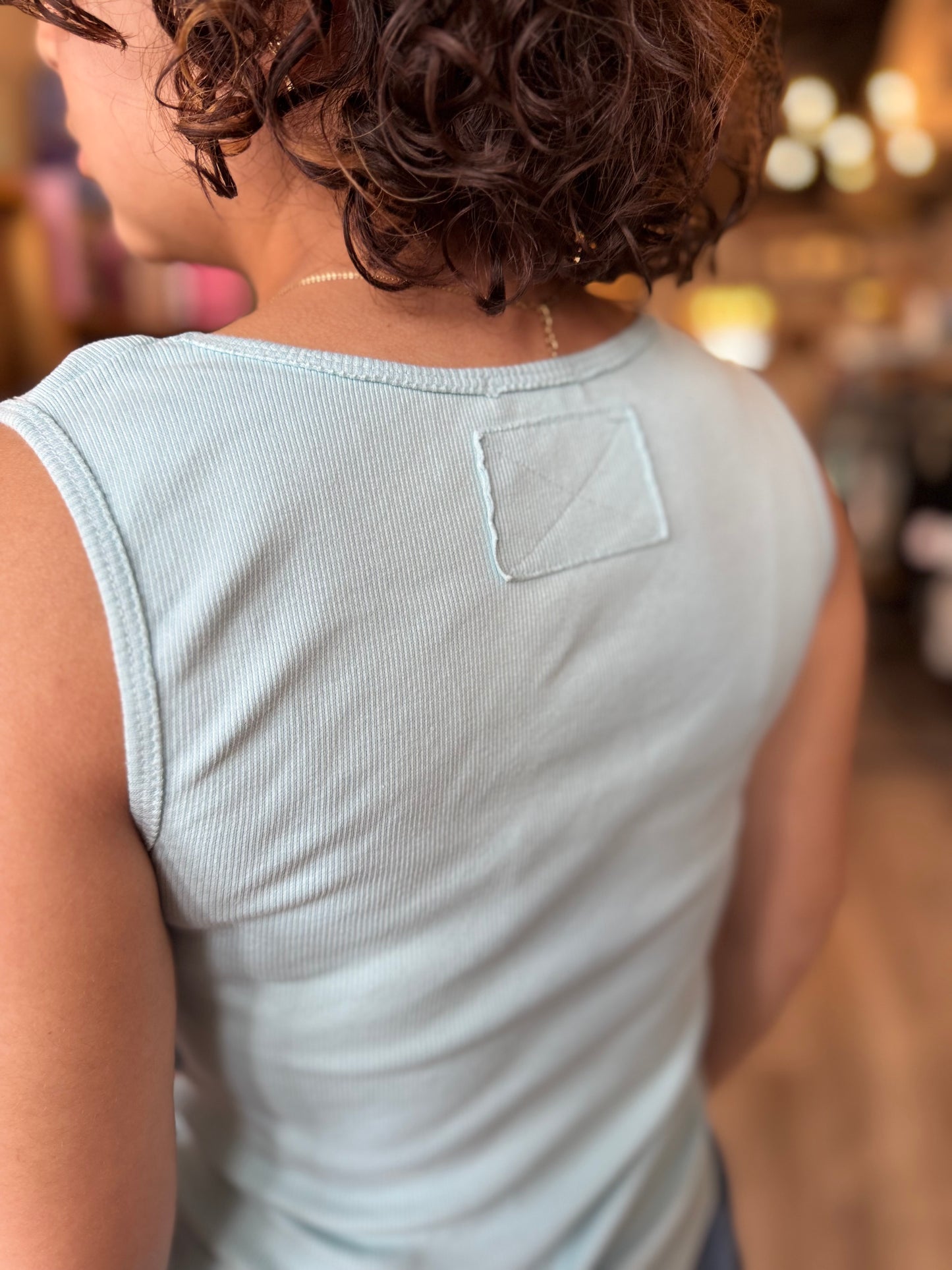 Beach Babe Raw Hem Tank - Blue