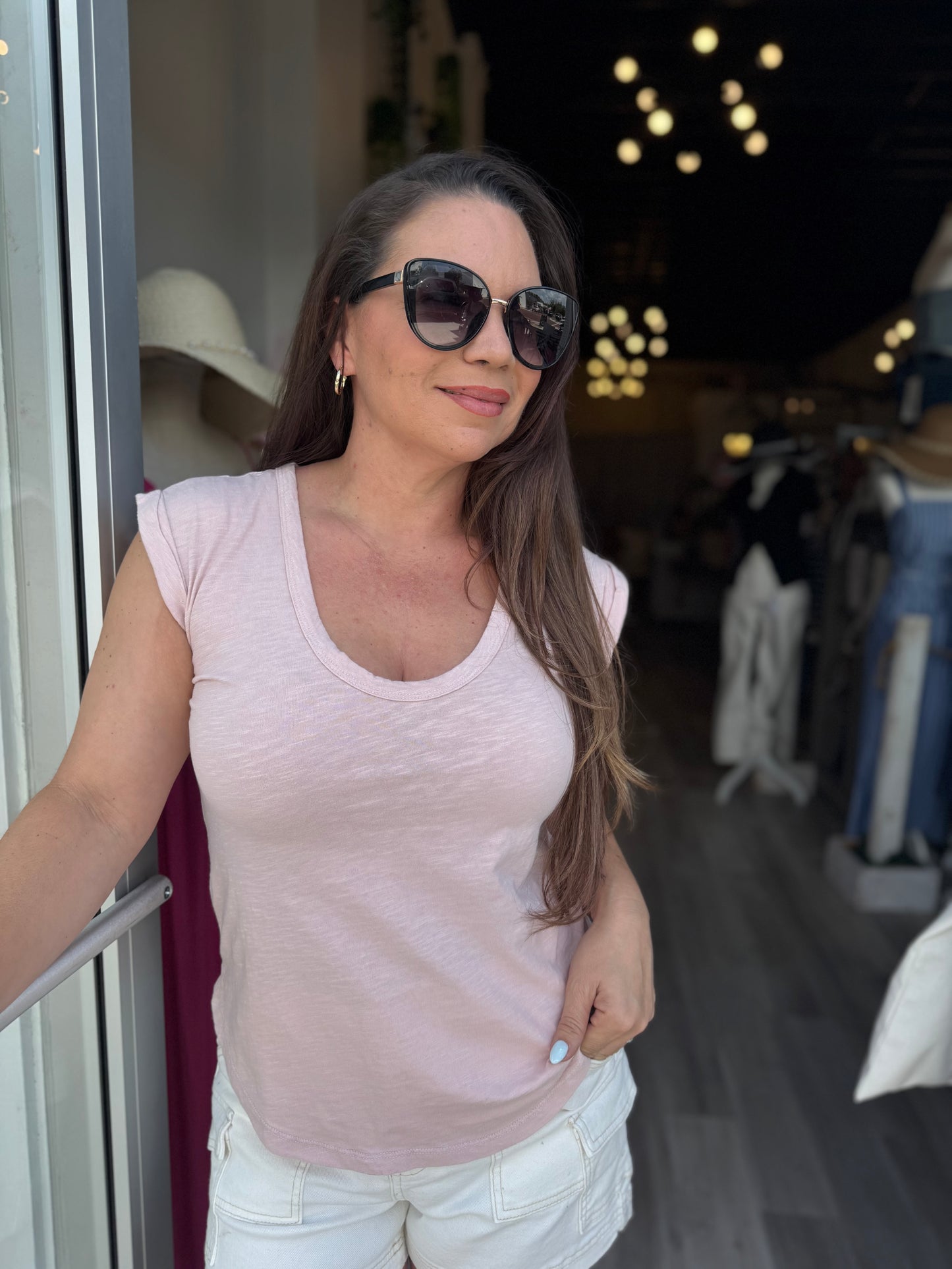Sunset Vibes Cap Sleeve Tank - Blush