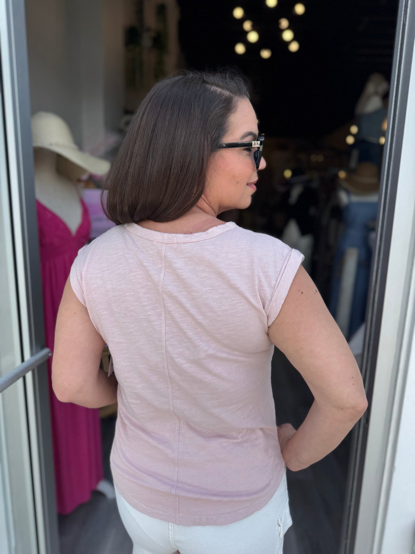 Sunset Vibes Cap Sleeve Tank - Blush