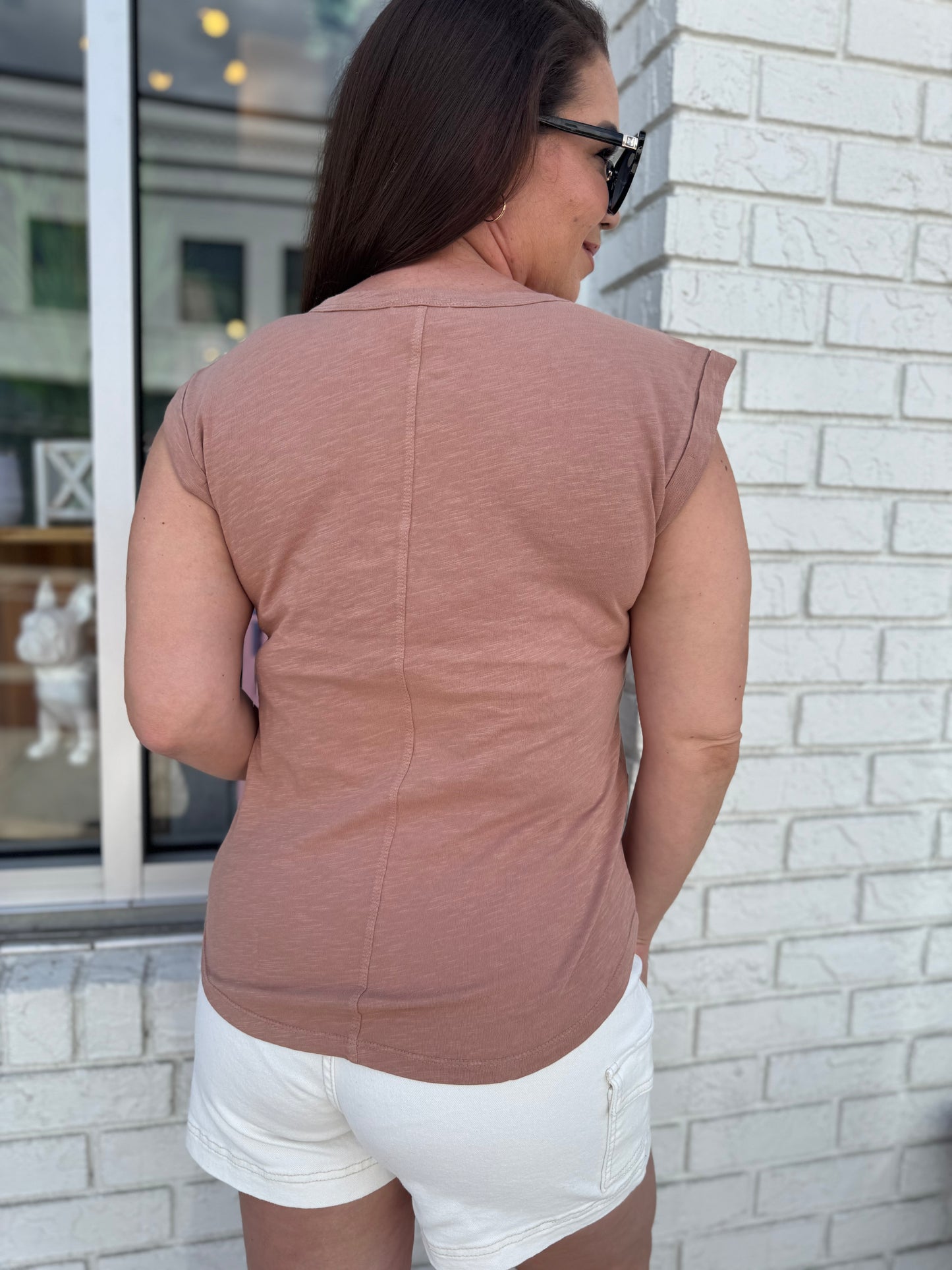 Sunset Vibes Cap Sleeve Tank - Clay