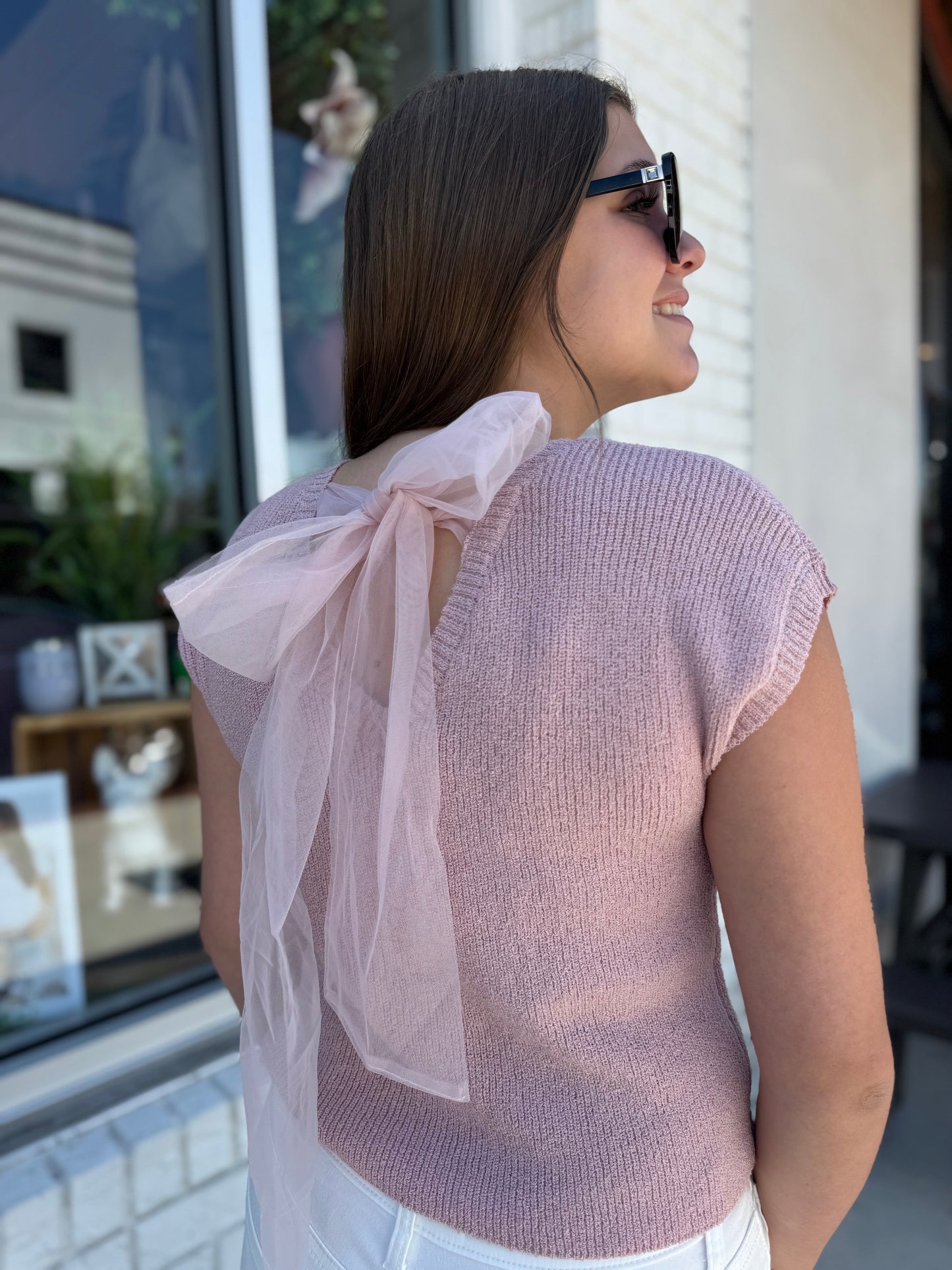 But That Bow Knit Top - Blush