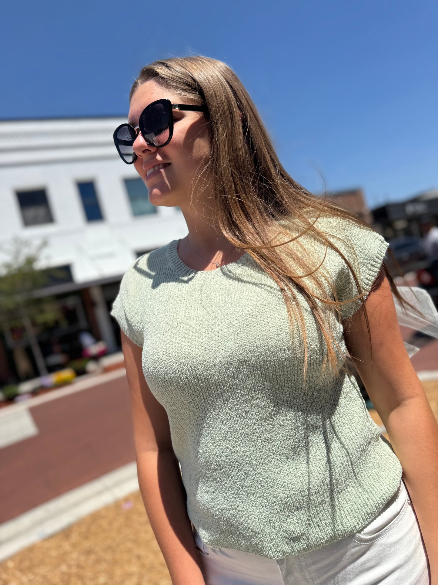 But That Bow Knit Top - Sage