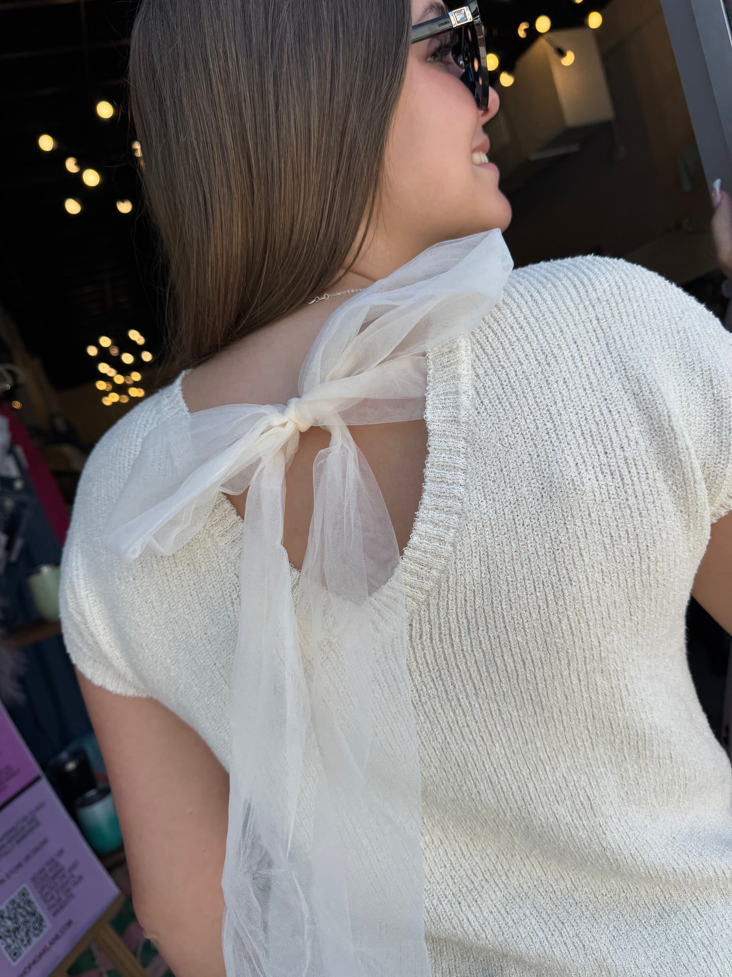 But That Bow Knit Top - Cream