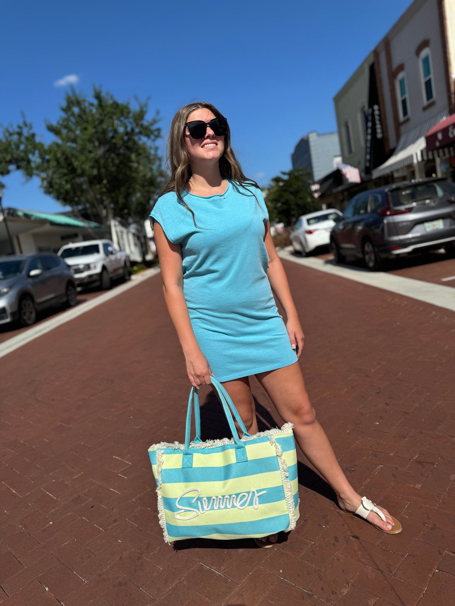 Summer Strides Dress (DB) - Aqua