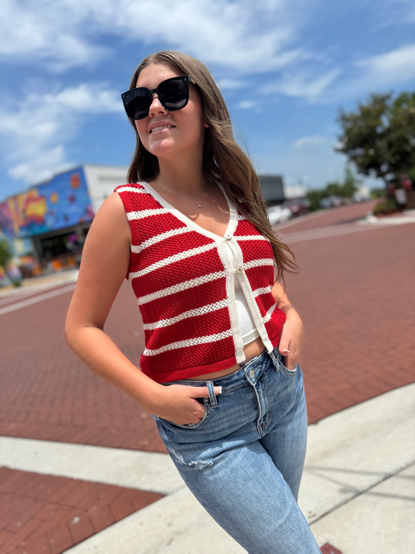 The Freedom Stripes Vest - Red