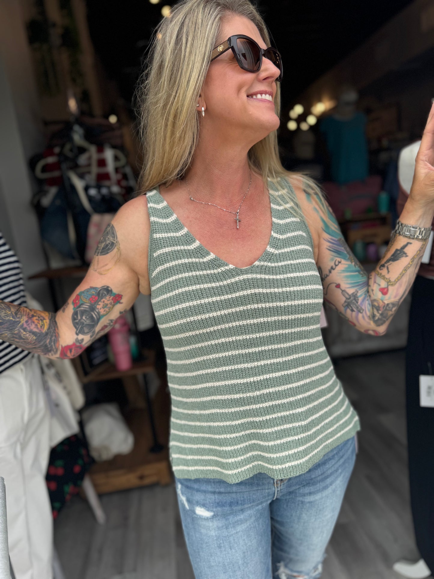 The Stripe Right Tank - Mint