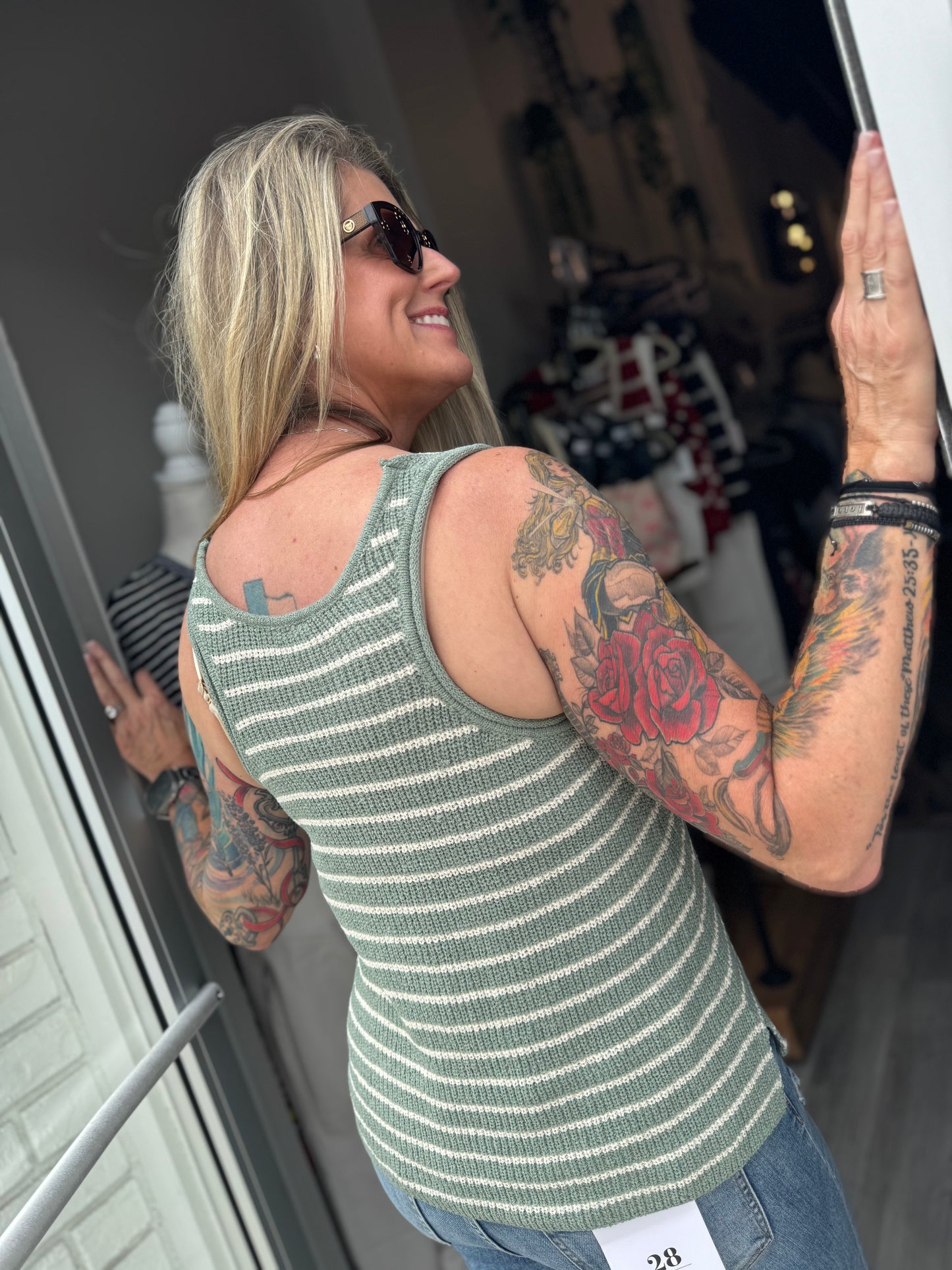 The Stripe Right Tank - Mint
