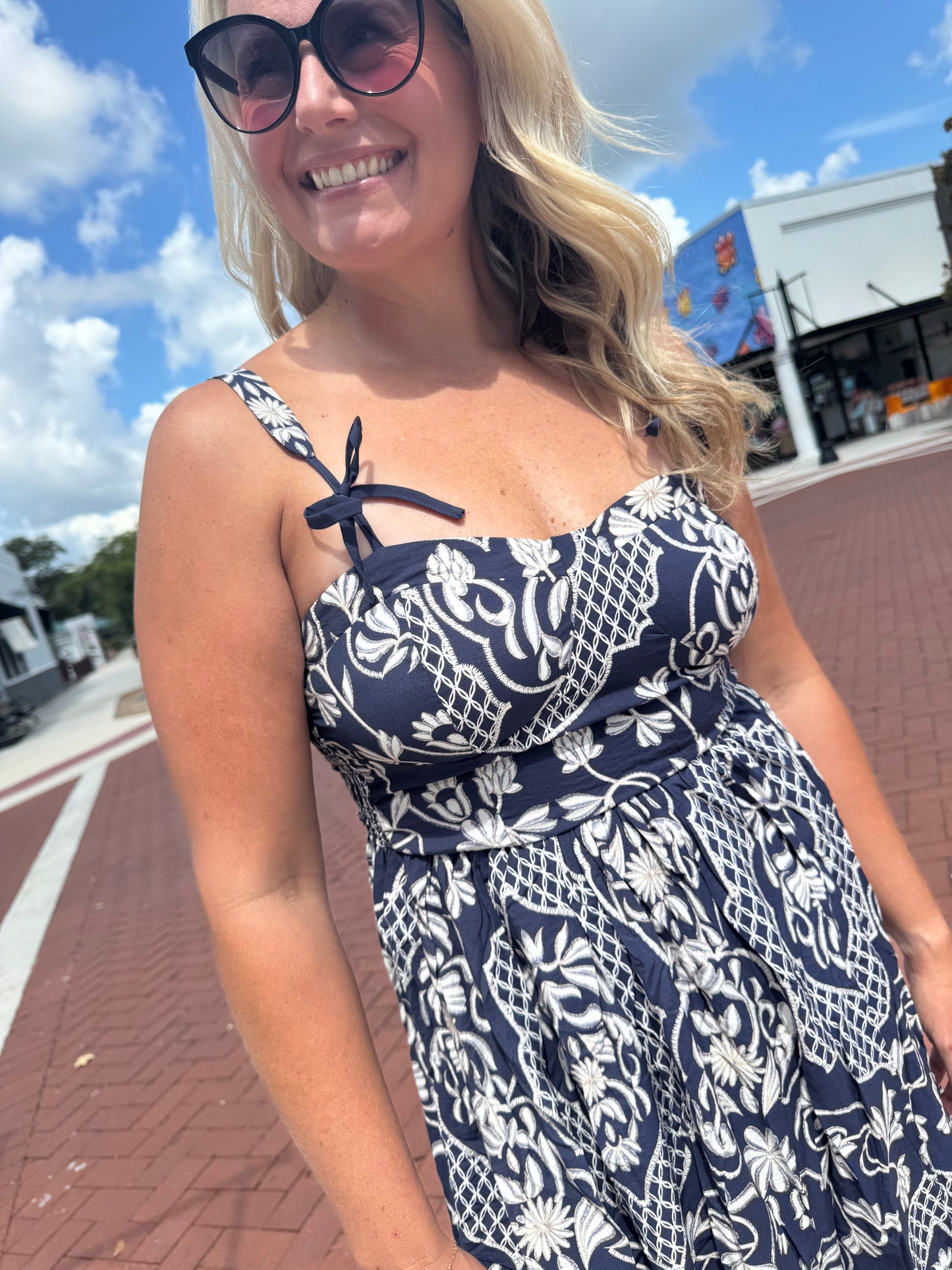 Falling For Flowy Dress - Navy