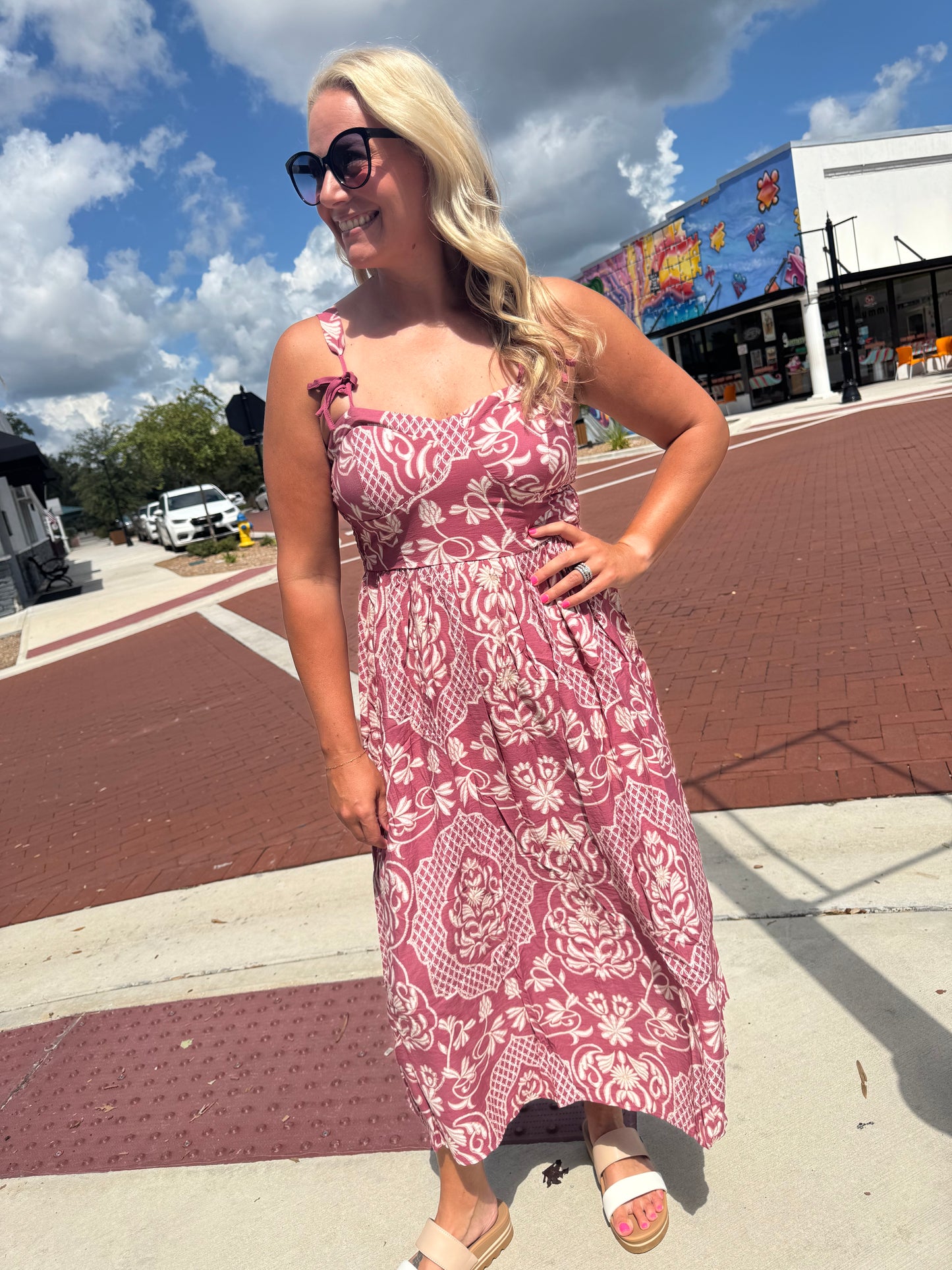 Falling For Flowy Dress - Mauve