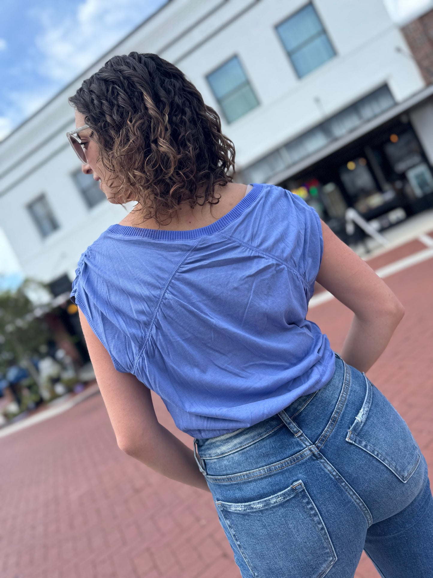 The Squeeze Me Knit Top - Blue