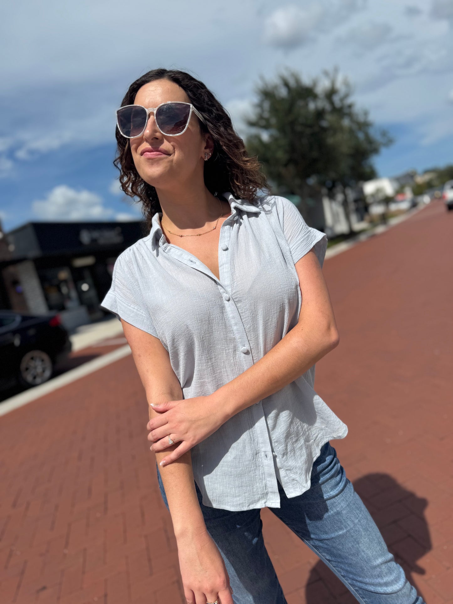 The Button Bliss Top - Blue