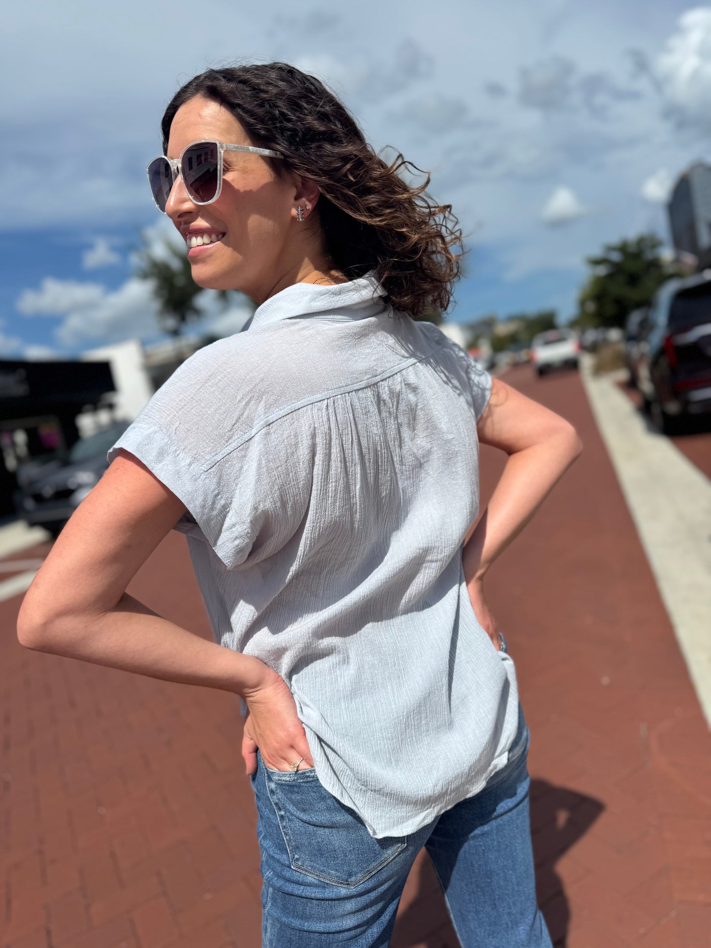 The Button Bliss Top - Blue