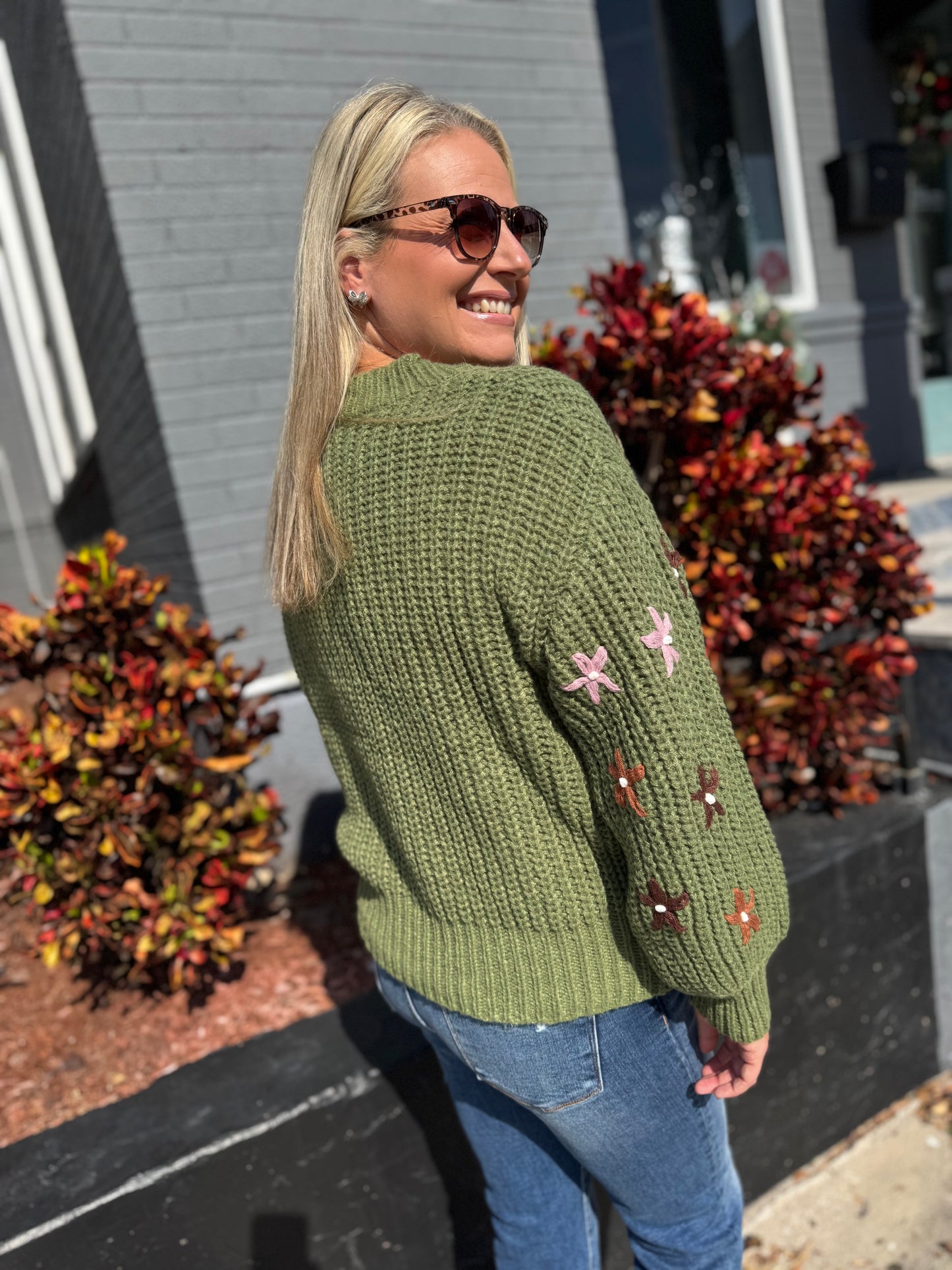 Petal Patch Cable Knit Top