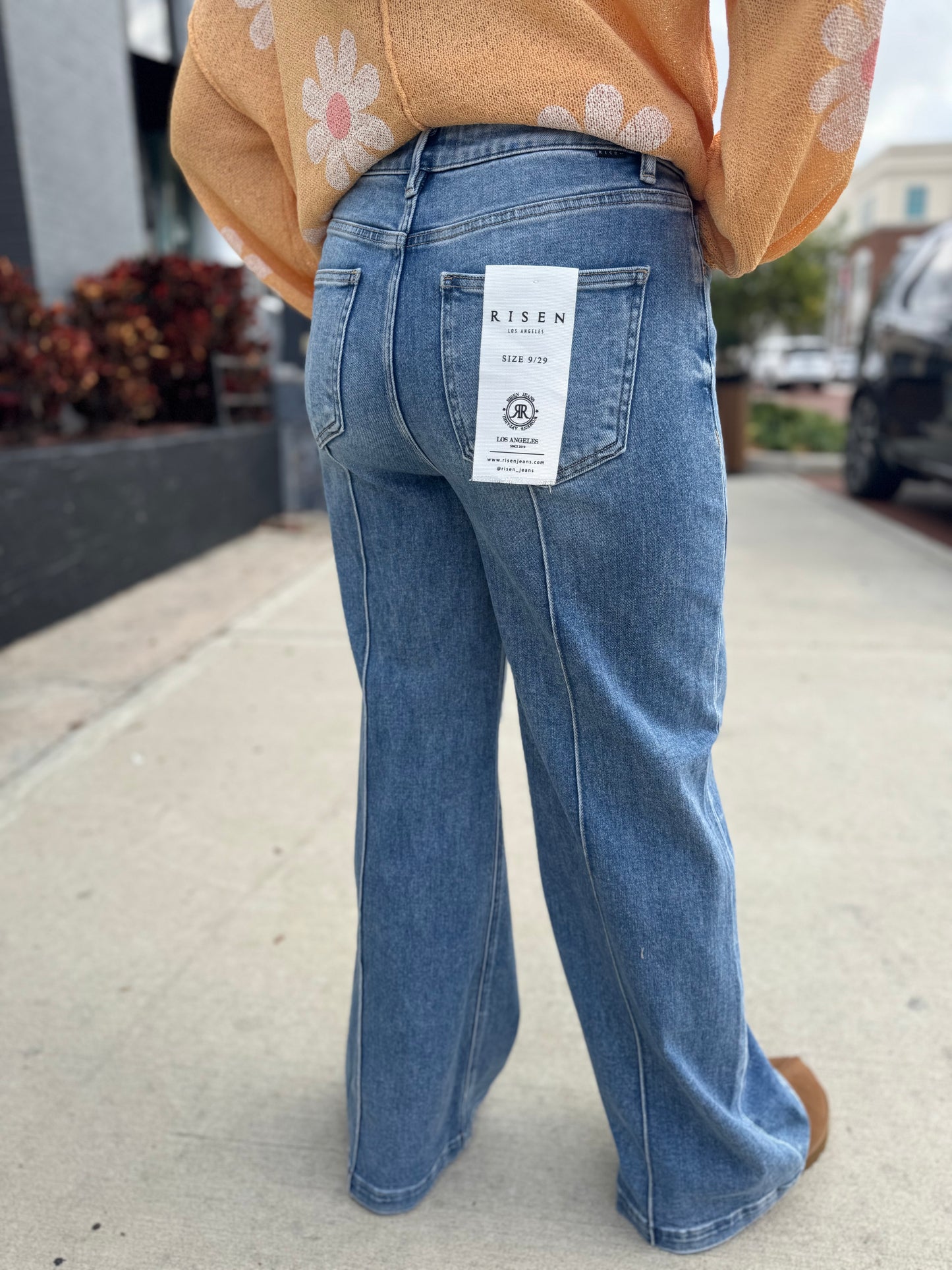 The Penny Pintuck Wide Leg Jeans