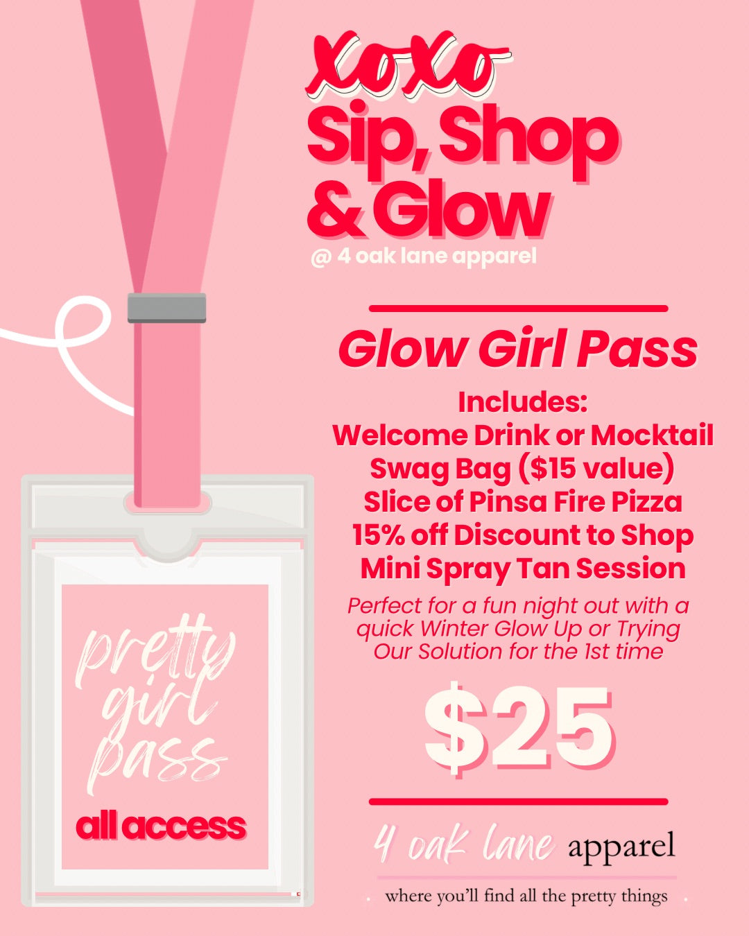 Glow Girl Pass - 2026 XOXO Sip, Shop & Glow Event
