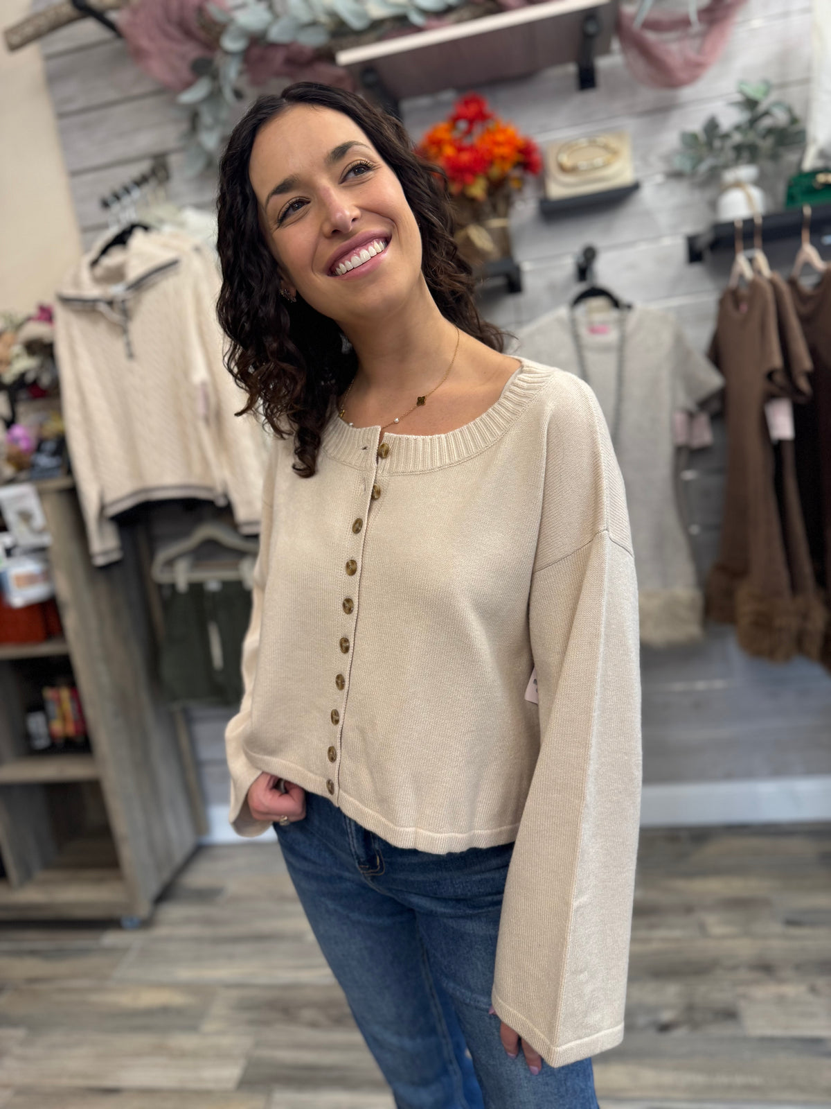 Buttoned Up-ish Cropped Cardigan