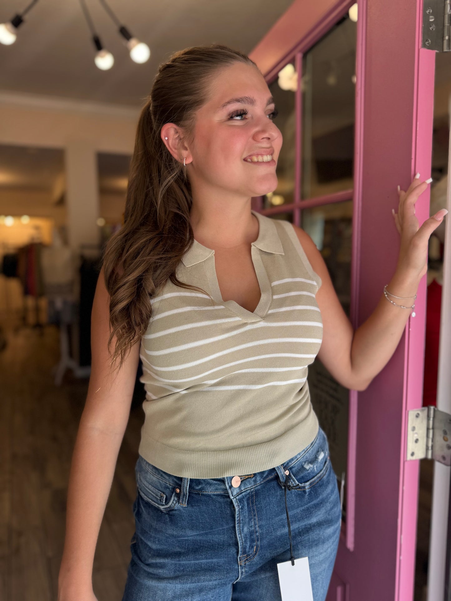 Boardwalk Stripe Polo Tank