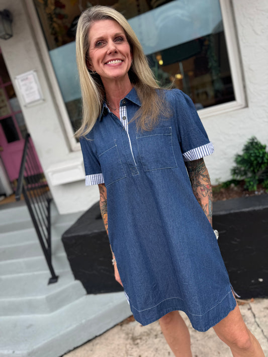 Denim Days Collared Mini Dress