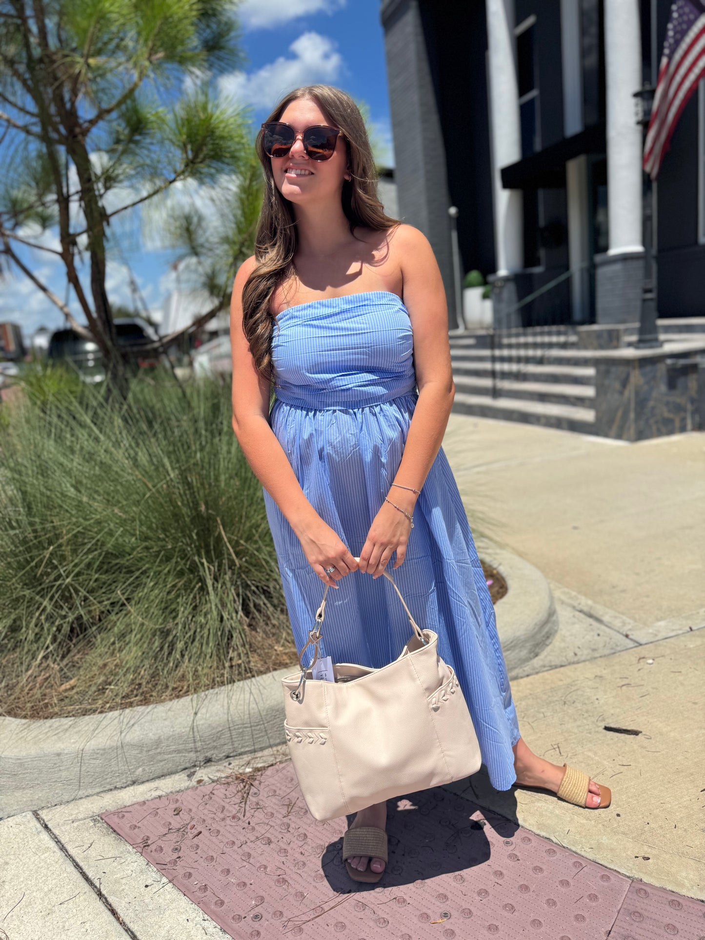 Blue Skies Smocked Midi Dress