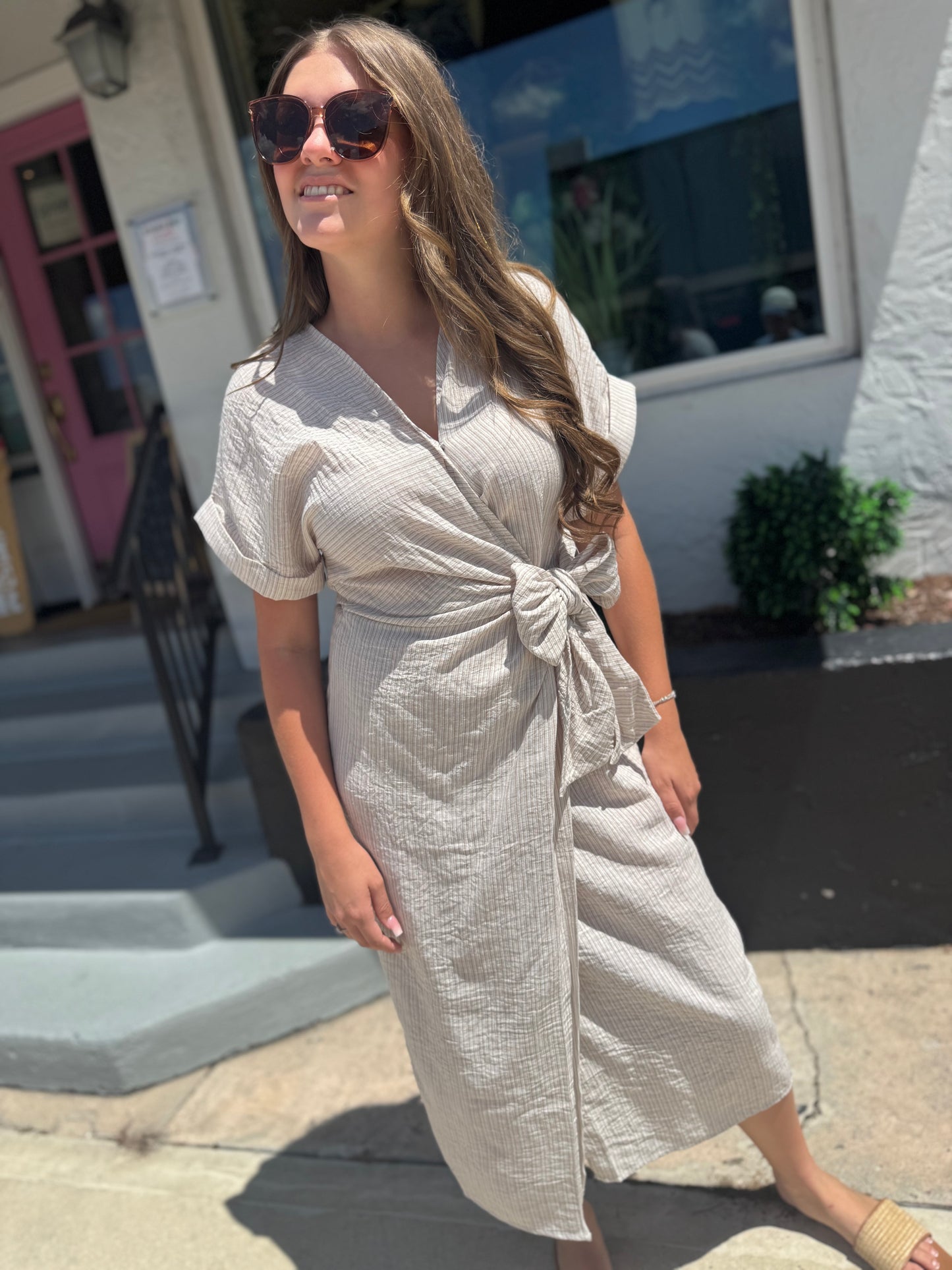 Sunday Stroll Tie Midi Dress