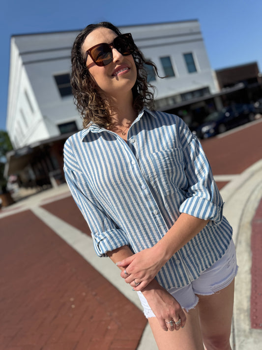 The Easy Breezy Button Down - Blue