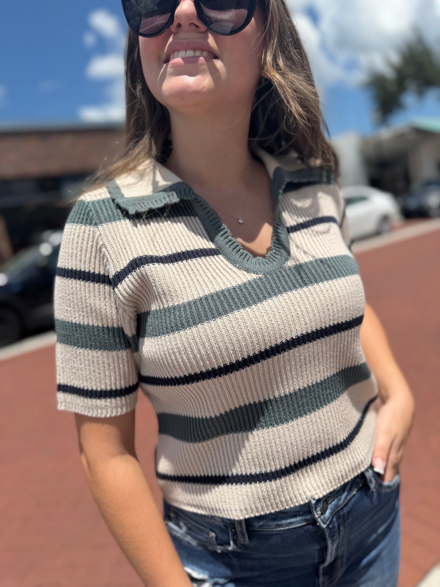 Stripe & Swing Crop Top