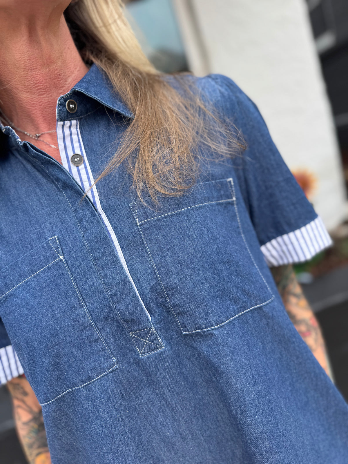 Denim Days Collared Mini Dress