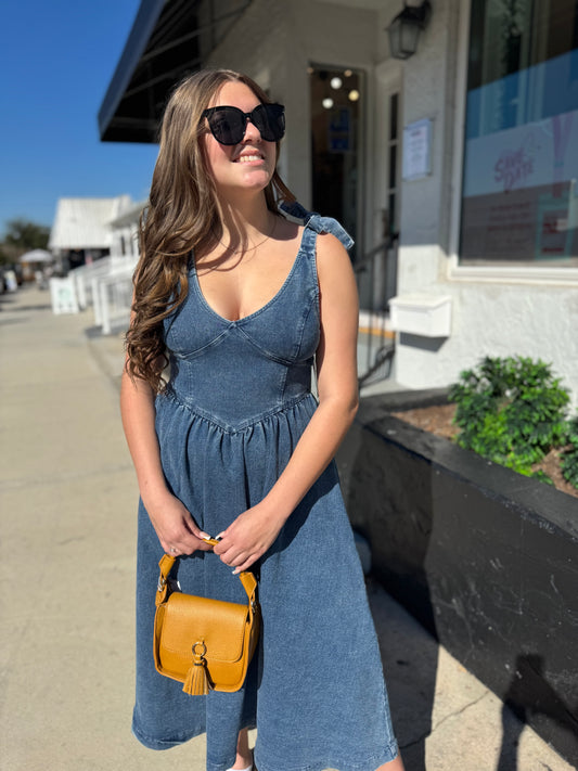 The Country Side Denim Midi Dress
