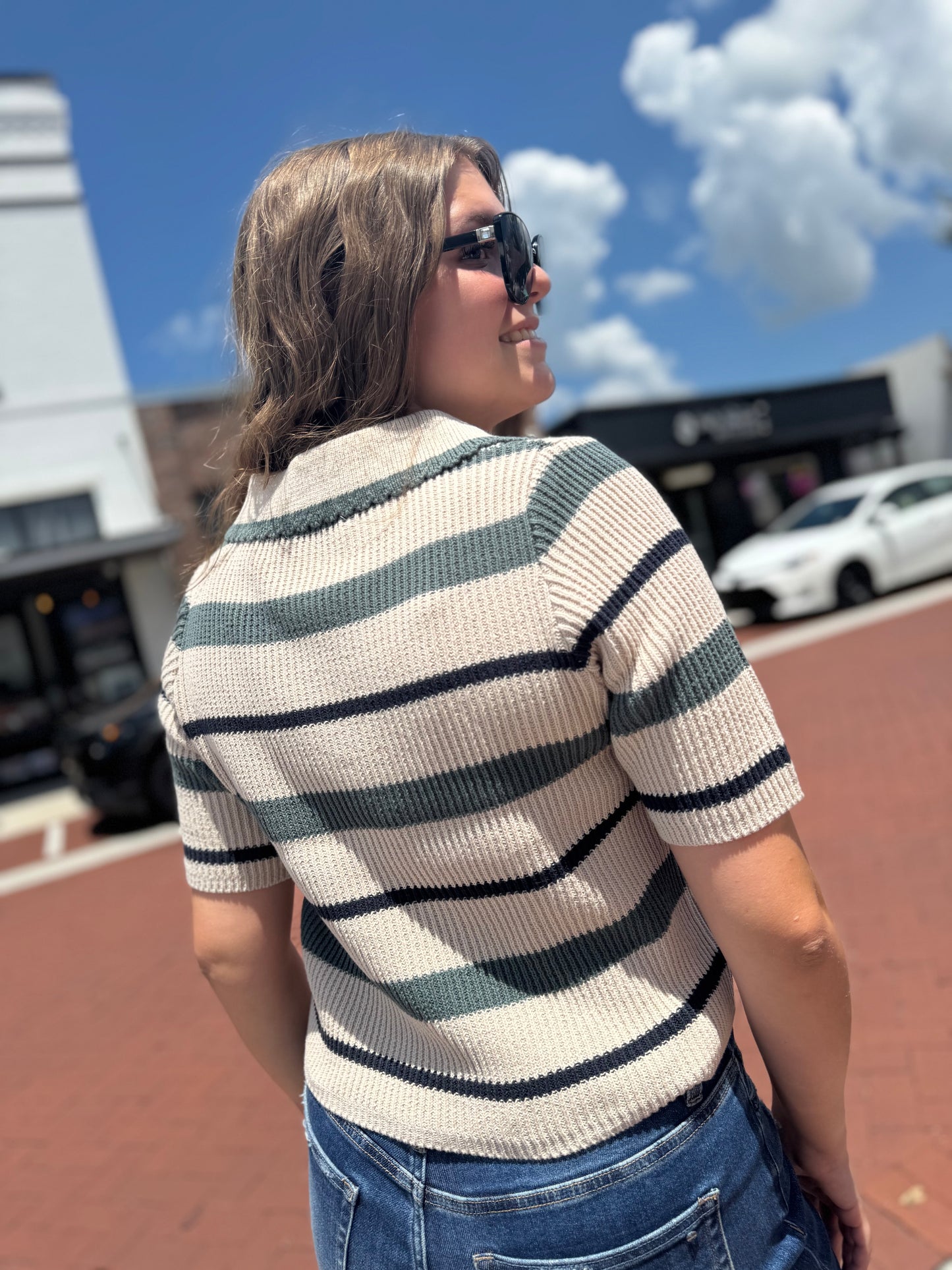 Stripe & Swing Crop Top