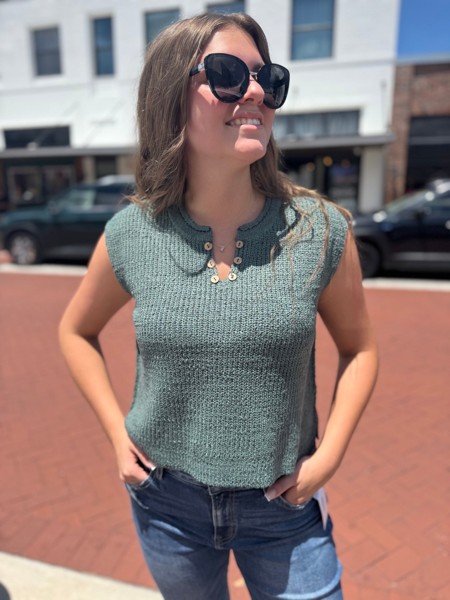 Button Breeze Split Vest - 2 Colors