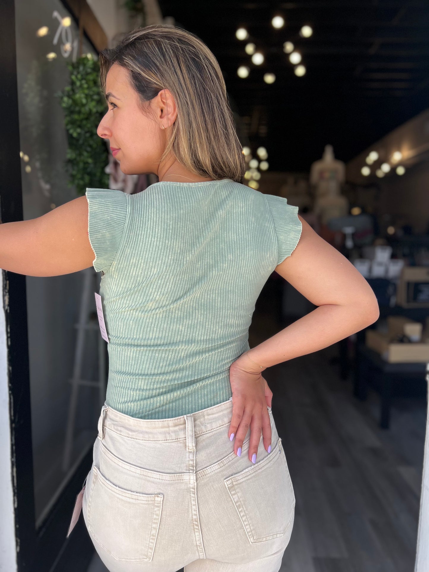 Oh So Dainty Knit Top - Sage