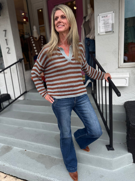 Blue Hour Split Neck Sweater