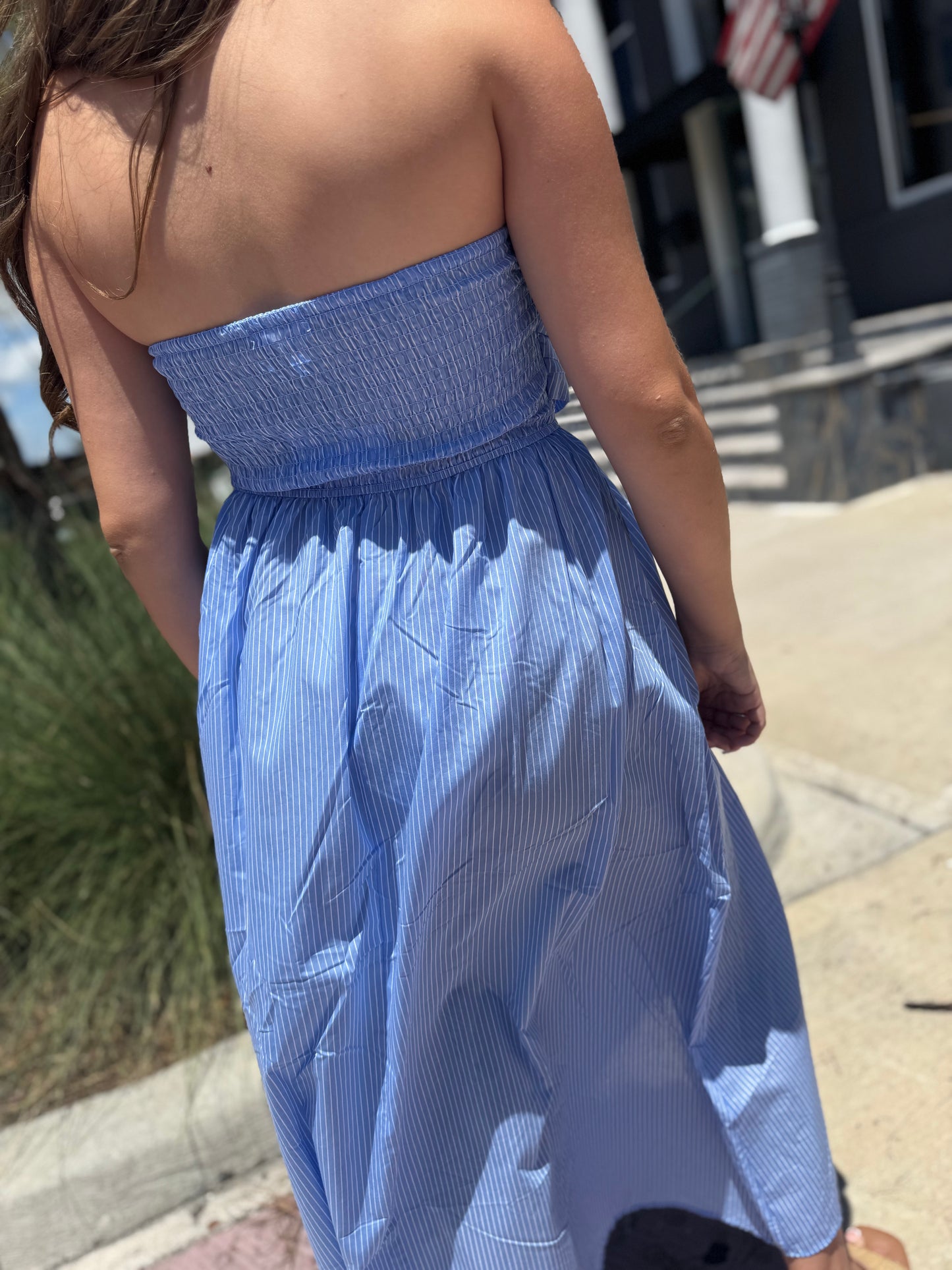 Blue Skies Smocked Midi Dress