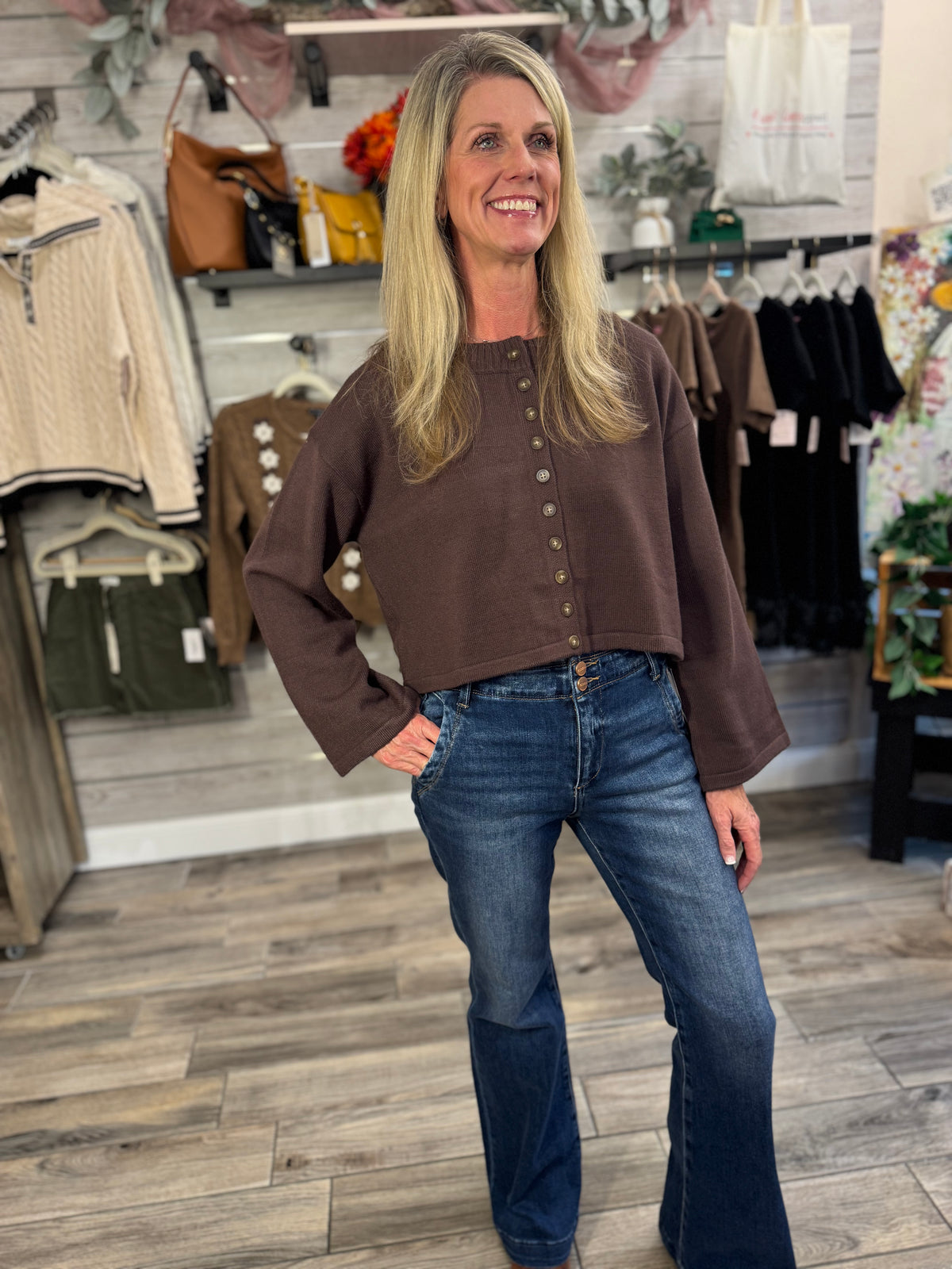 Buttoned Up-ish Cropped Cardigan