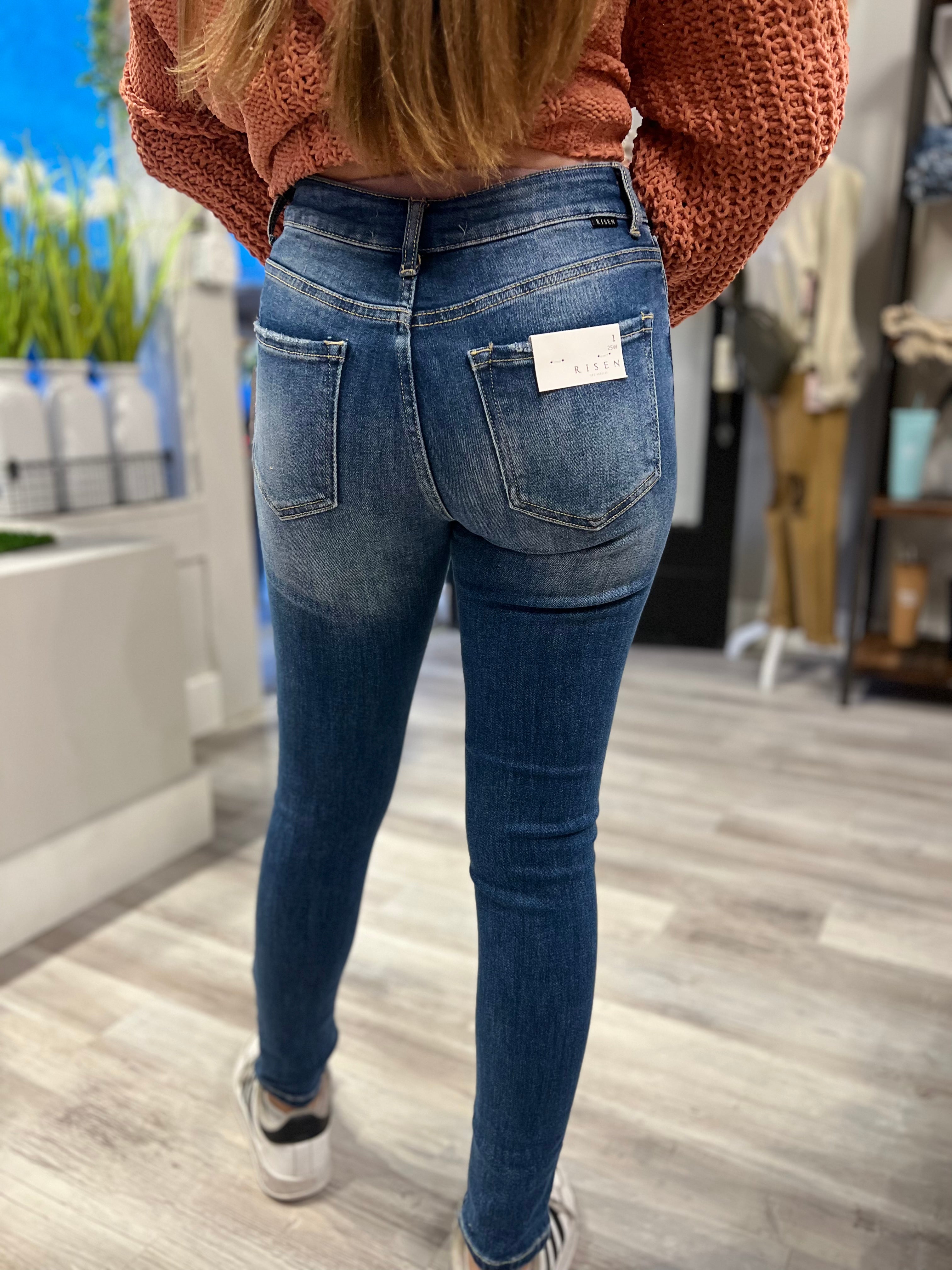 Emma Mid Rise Skinny Jeans