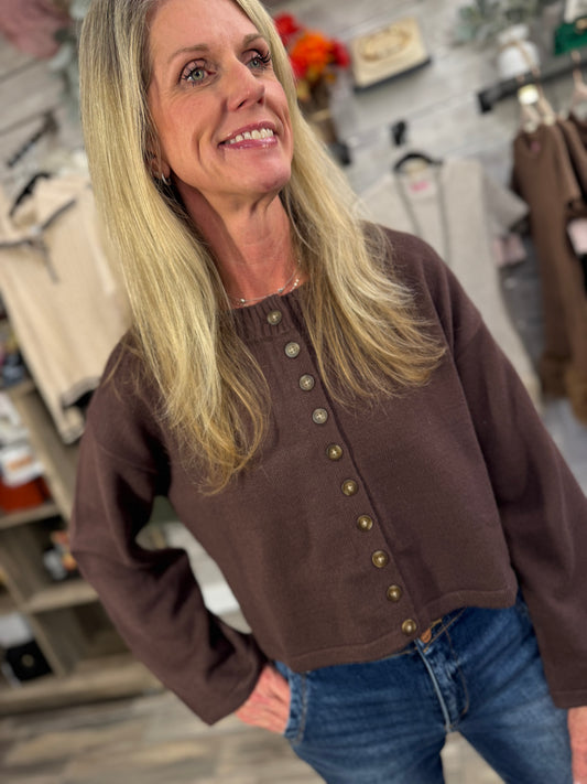 Buttoned Up-ish Cropped Cardigan