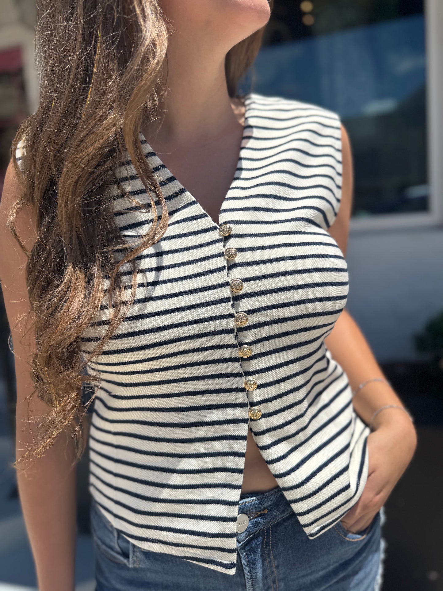 Prep Talk Button Vest