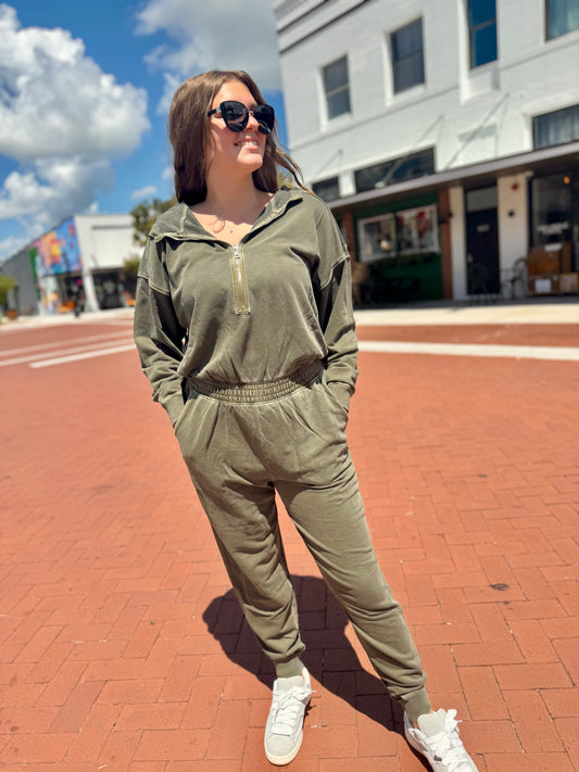 Zip & Zip French Terry Jumpsuit - 5 COLORS