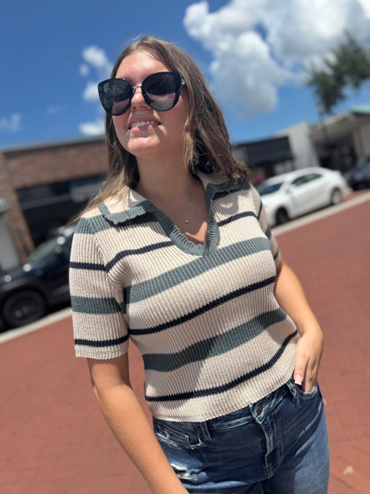 Stripe & Swing Crop Top