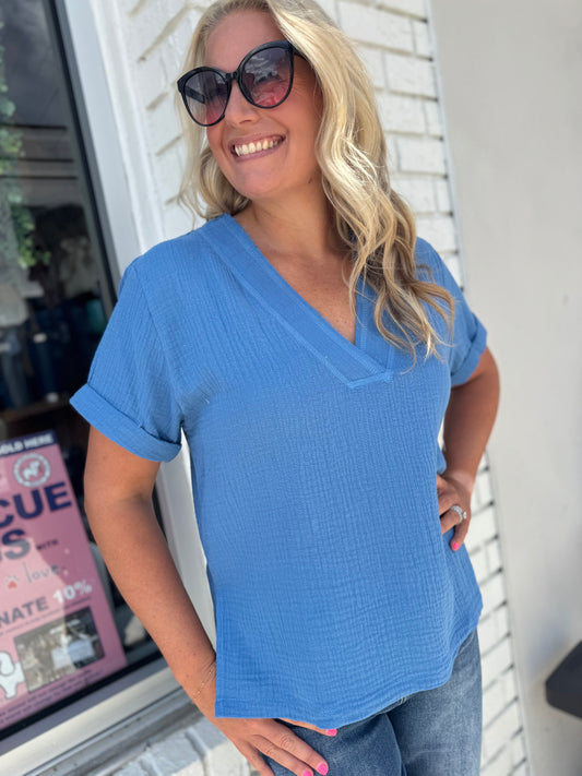 The Easy Does It Top - Cobalt