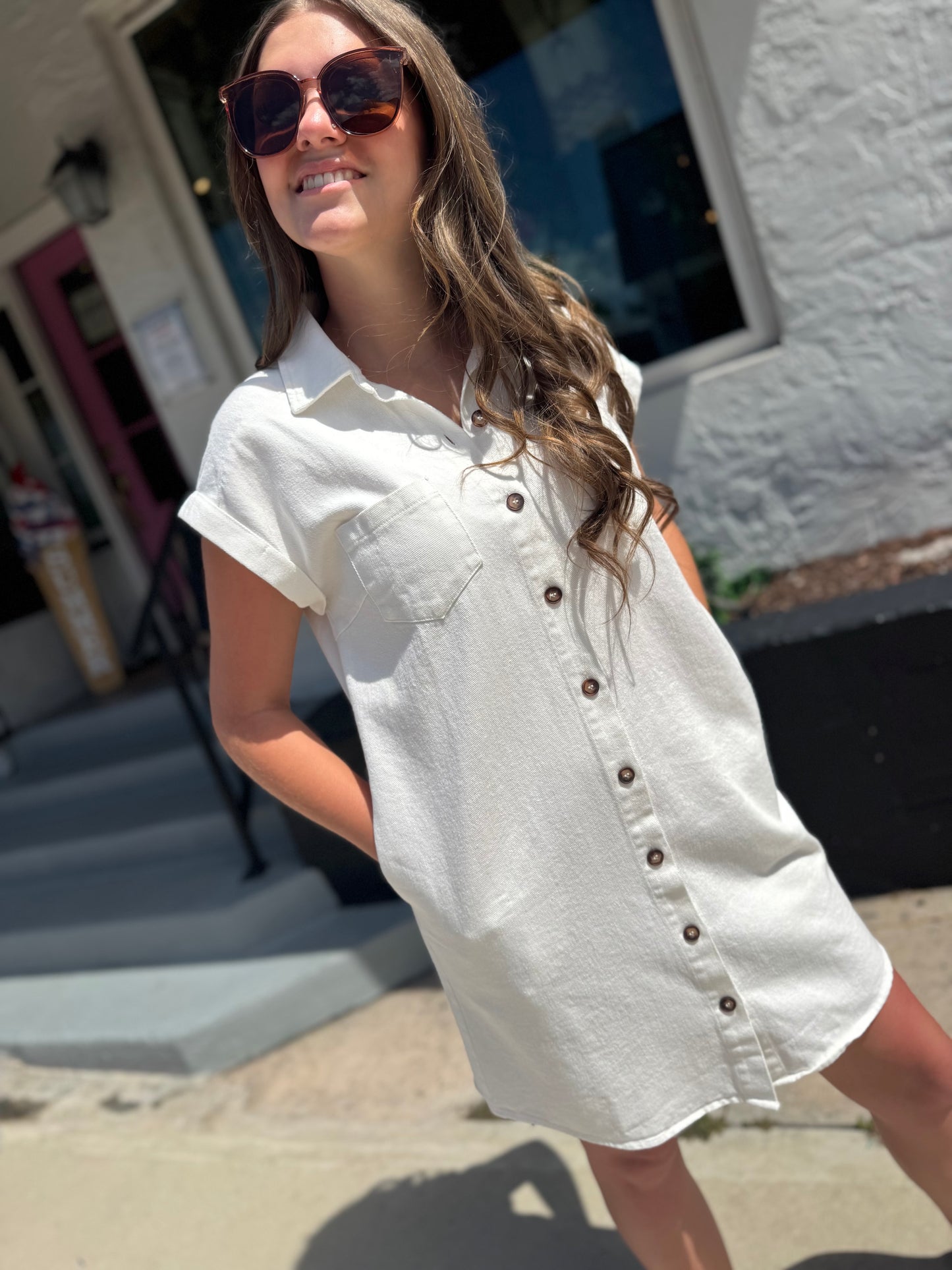 Cuffed Up Shirt Dress