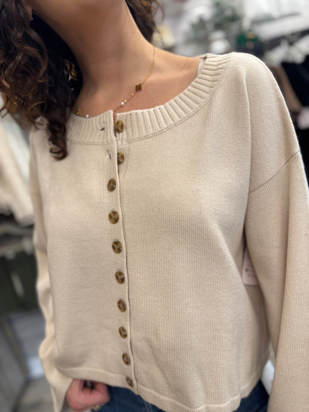Buttoned Up-ish Cropped Cardigan
