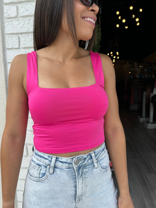 Just You Cropped Tank - Fuchsia