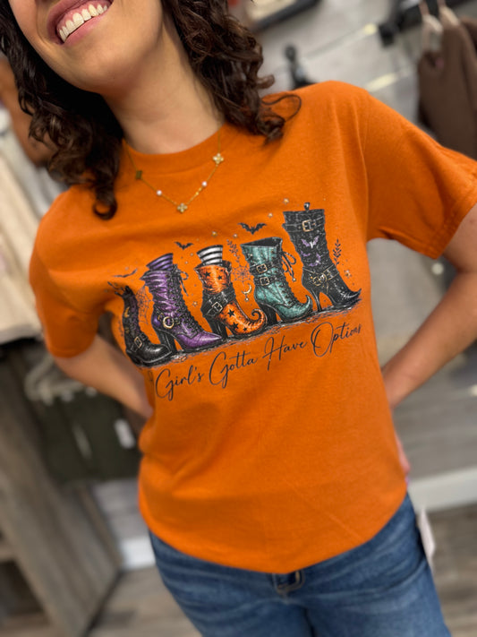 A Girl Needs Options Halloween Tee