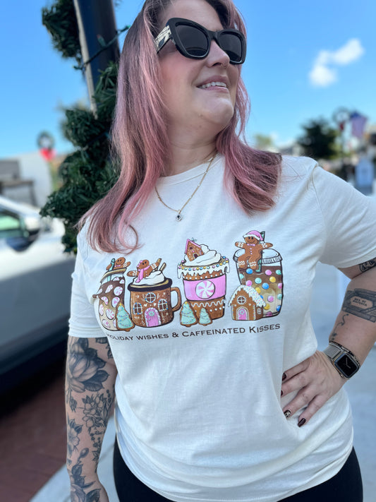 Holiday Caffeine Kisses Tee (DB)