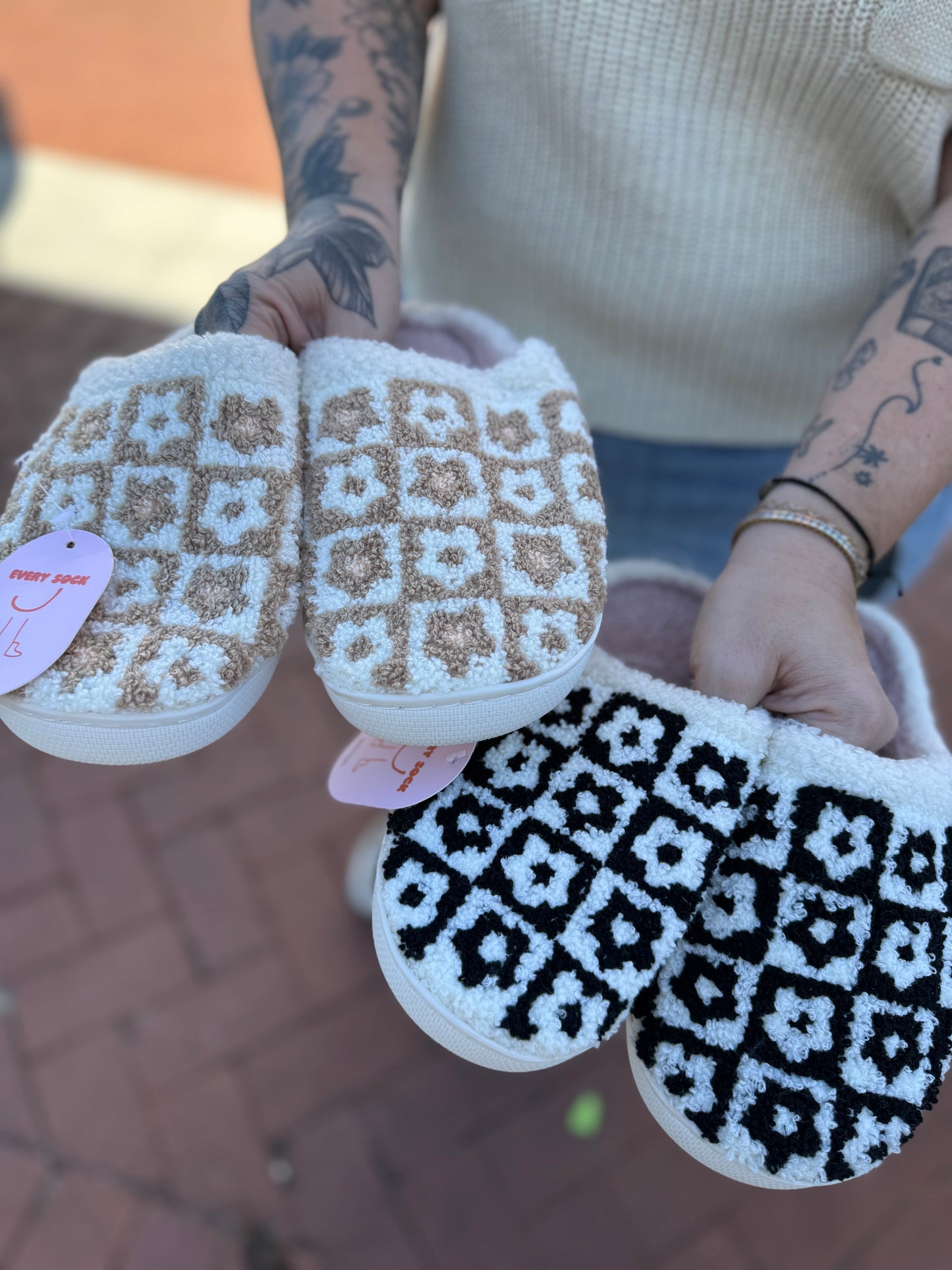 Flower Block Slippers (DB)