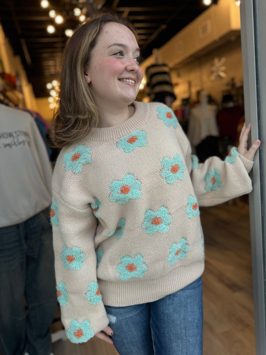 Fantastic Flowers Knit Top - Cream